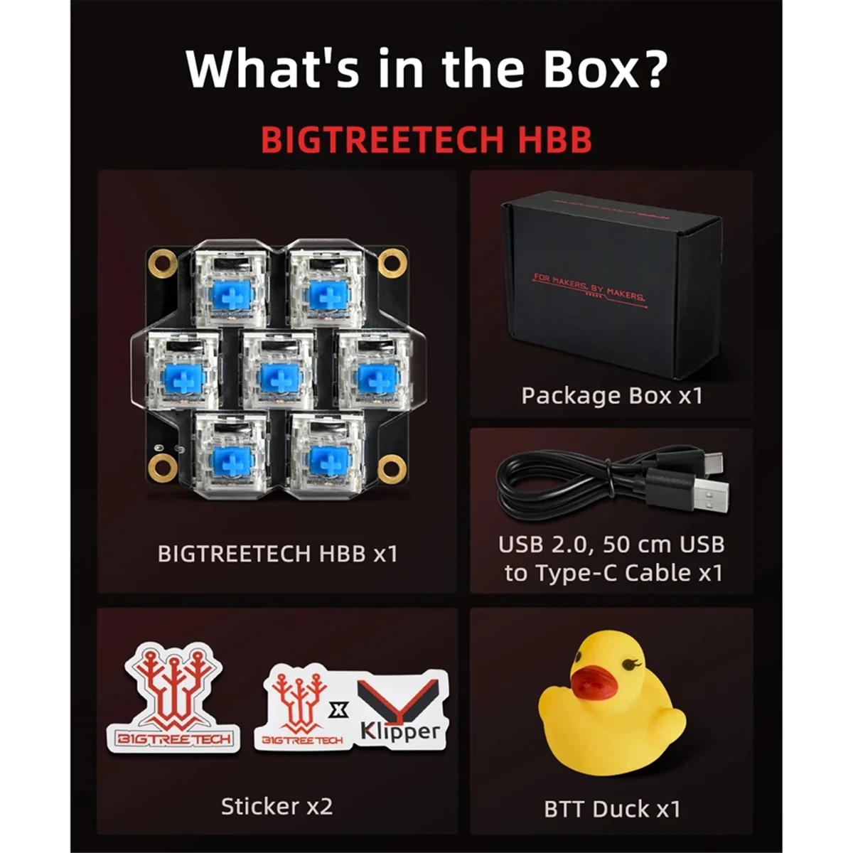 

Плата BIGTREETECH HBB V1.0 для клавиатуры управления Klipper, 7 макрокнопок, RGB-подсветка, 3D-принтер «сделай сам», для Voron 2,4 Switchwire