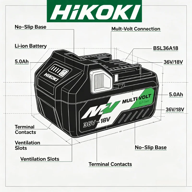 DS18DG 8.0Ah Original HiKOKI 18V 36V Battery, Overcharged Protection, Fit BSL36A18 BSL36B18, for Original Hitachi Power Tools