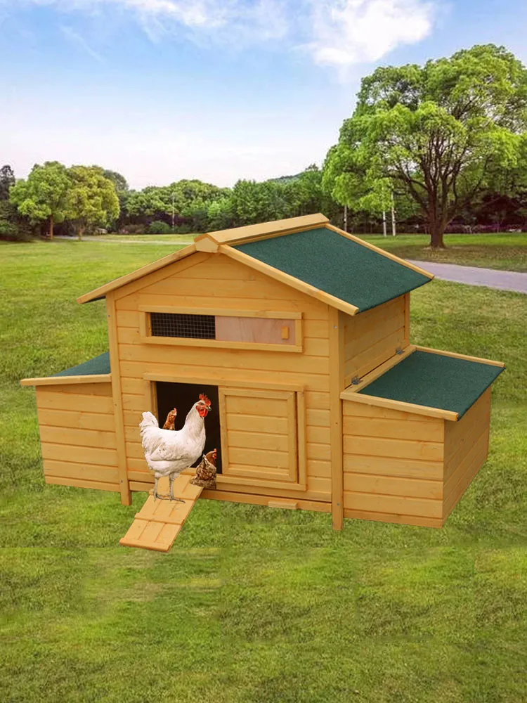 

Outdoor Wooden Chicken Cage Rainproof Sunscreen Chicken Coop Rabbit Cage with Egg Nest
