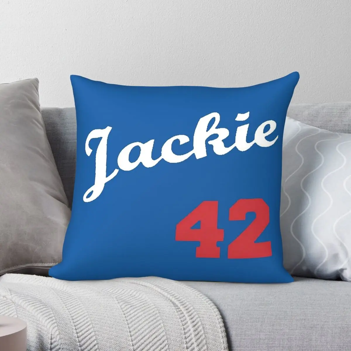 Jackie Robinson #42 Square Pillowcase Polyester Linen Velvet Pattern Zip Decorative Pillow Case Room Cushion Case