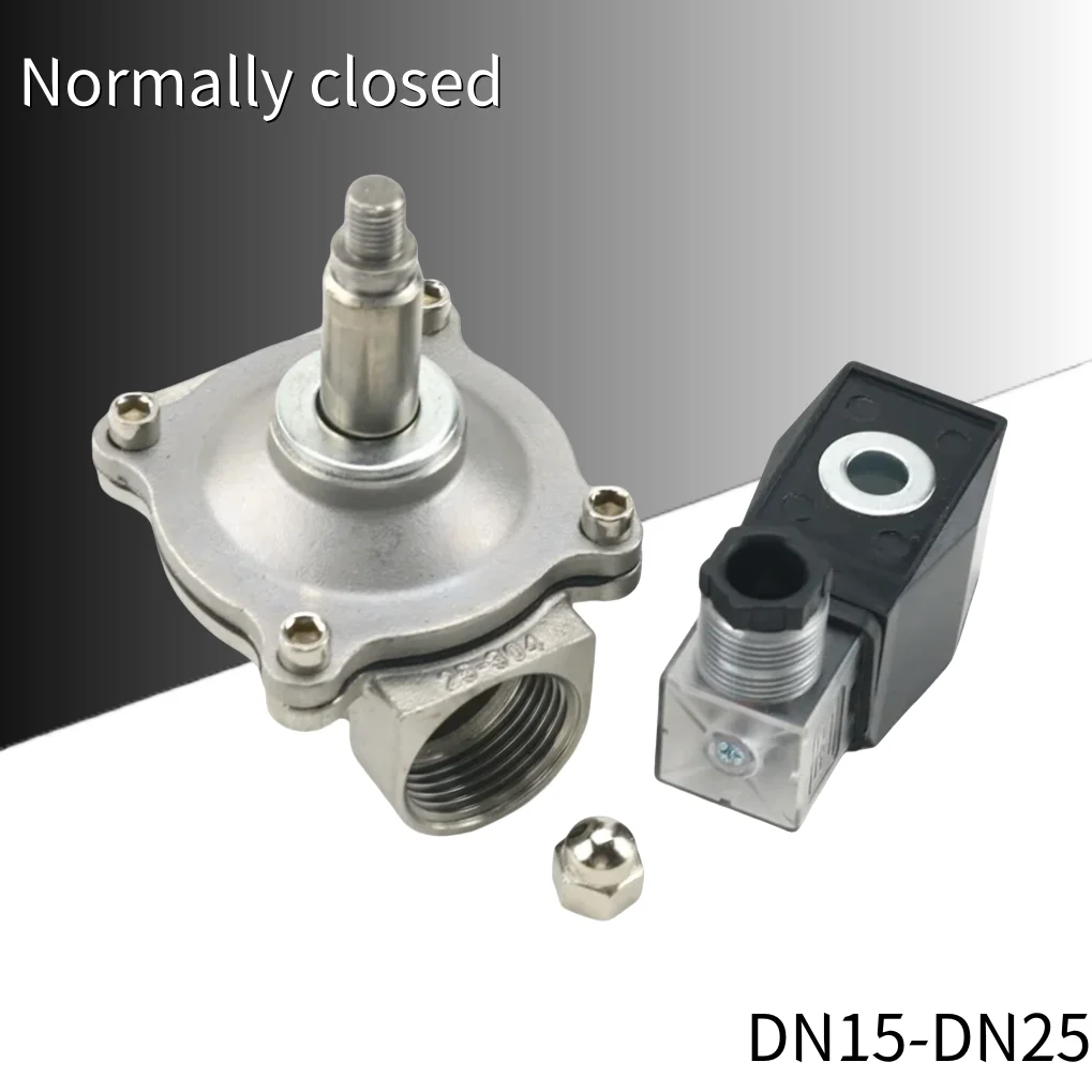 

1/2" 3/4" 1" Stainless Steel Normally Closed Electric Solenoid Valve Water DN15 DN20 With IP65 DIN Coil AC 110V/220V/24V DC 12V