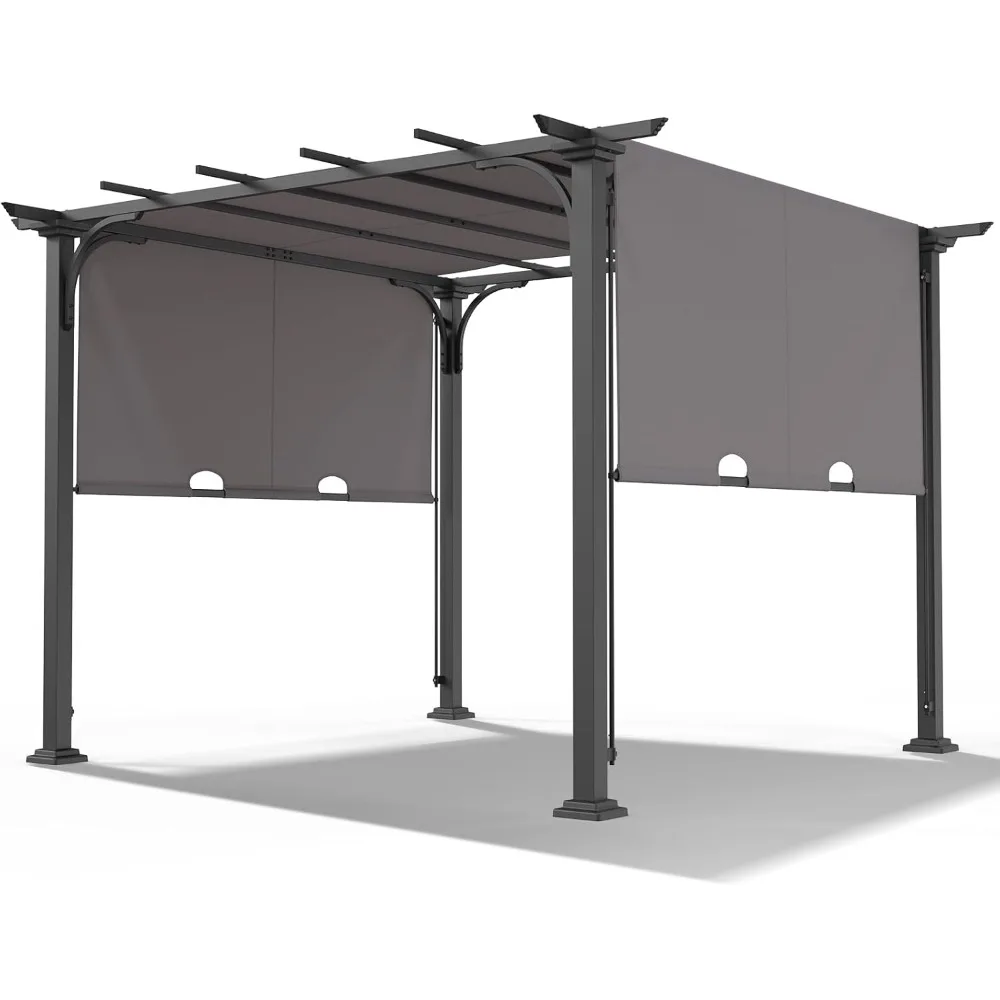 

10’x 10' Outdoor Pergola Metal Retractable Pergolas Canopy with Adjustable Roof, Patio Pergola