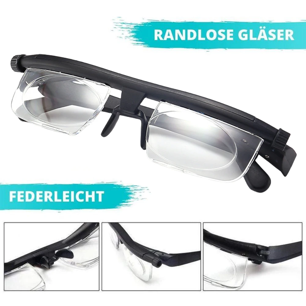 -6D إلى + 3D قصر النظر الشيخوخي النظارات البعد البؤري تصحيح قابل للتعديل قوة عدسة نظارات المسافة التركيز نظارات للقراءة