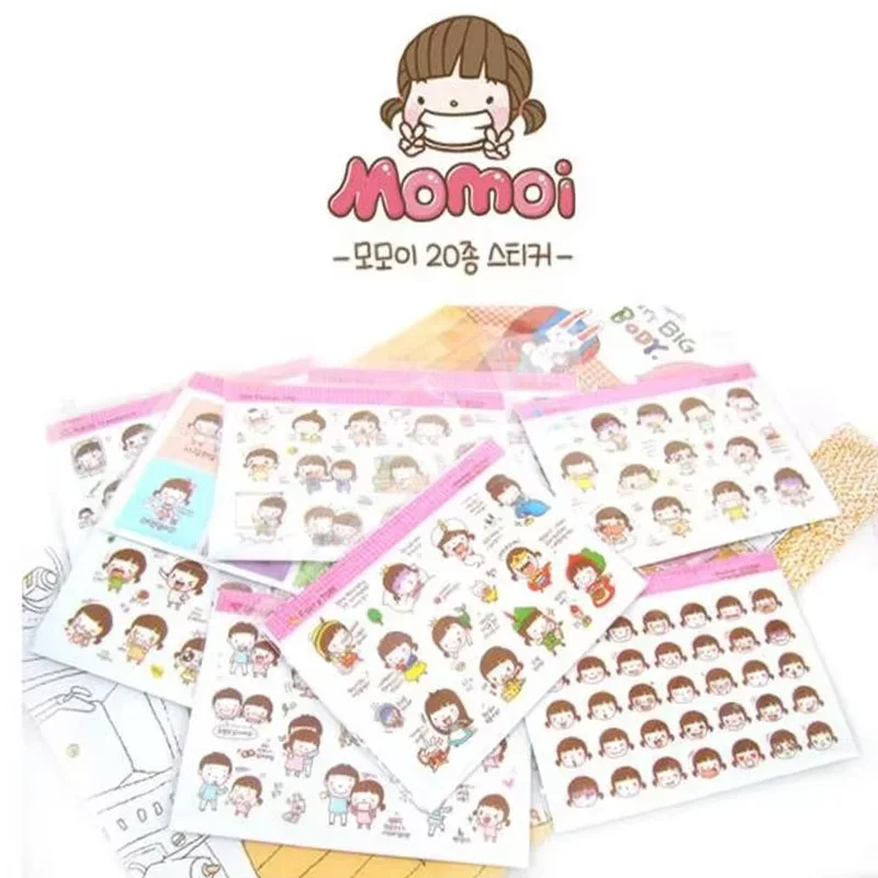 2packs/lot Cute Lovely Multifunction Cartoon MOMO Girl  Sticker Set  DIY PVC Sticker Sign post children stickers