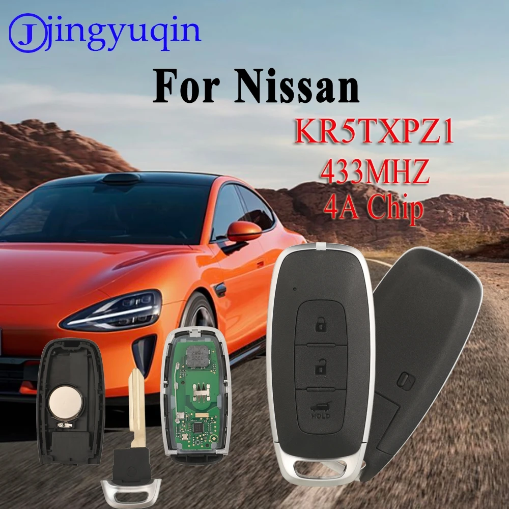 

Jingyuqin 3 кнопки смарт-карта с дистанционным управлением автомобильный брелок 433 МГц ID4A чип для Nissan Fccid: KR5TXPZ1 новый продукт запускает