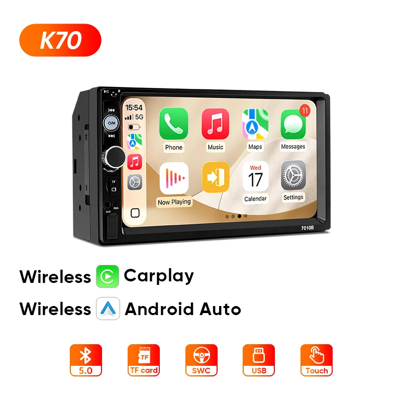 AINAVI Universele 2 Din Carplay Autoradio Android Auto Draadloze Auto Multimedia Speler MP5 HD IPS Touchscreen 2DIN Autostereo