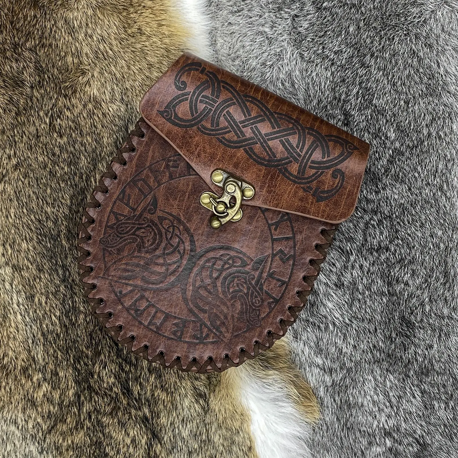 Renaissance Tasche Nordic Geprägte Gürteltasche Renaissance Kostüm Zubehör LARP Taille Tasche Cosplay Geldbörse Retro Mittelalter – Detail 2
