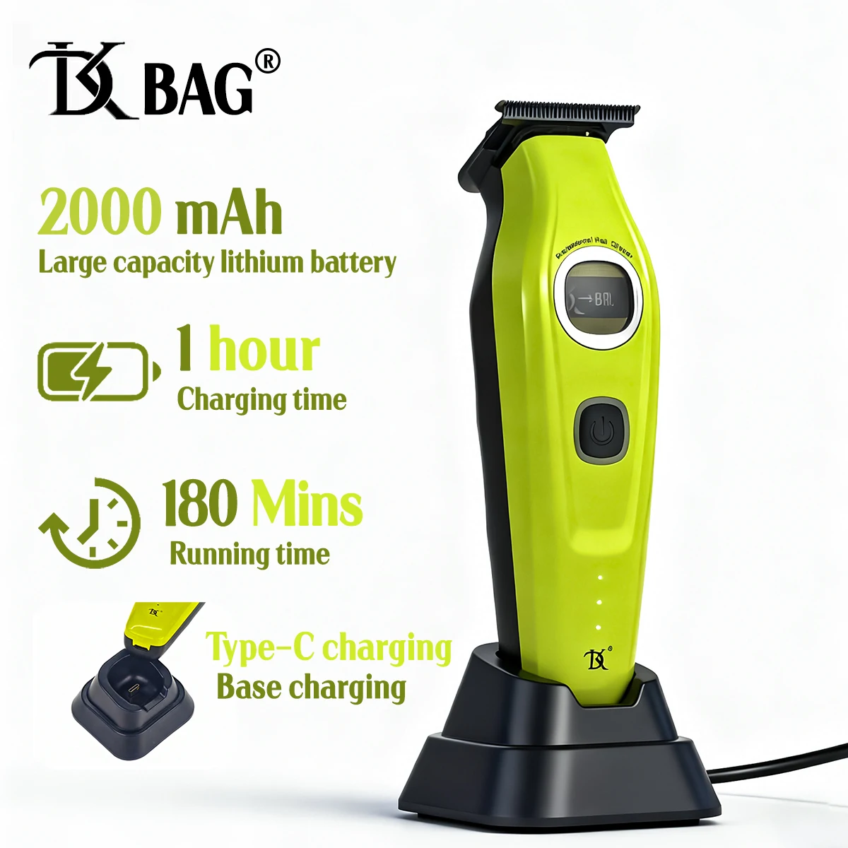 المهنية DK-088 فرش السيارات الشعر المتقلب 7500 دورة في الدقيقة DLC شفرة السيراميك مع قاعدة شحن المقص للرجل الحلاق 2000mAH #2