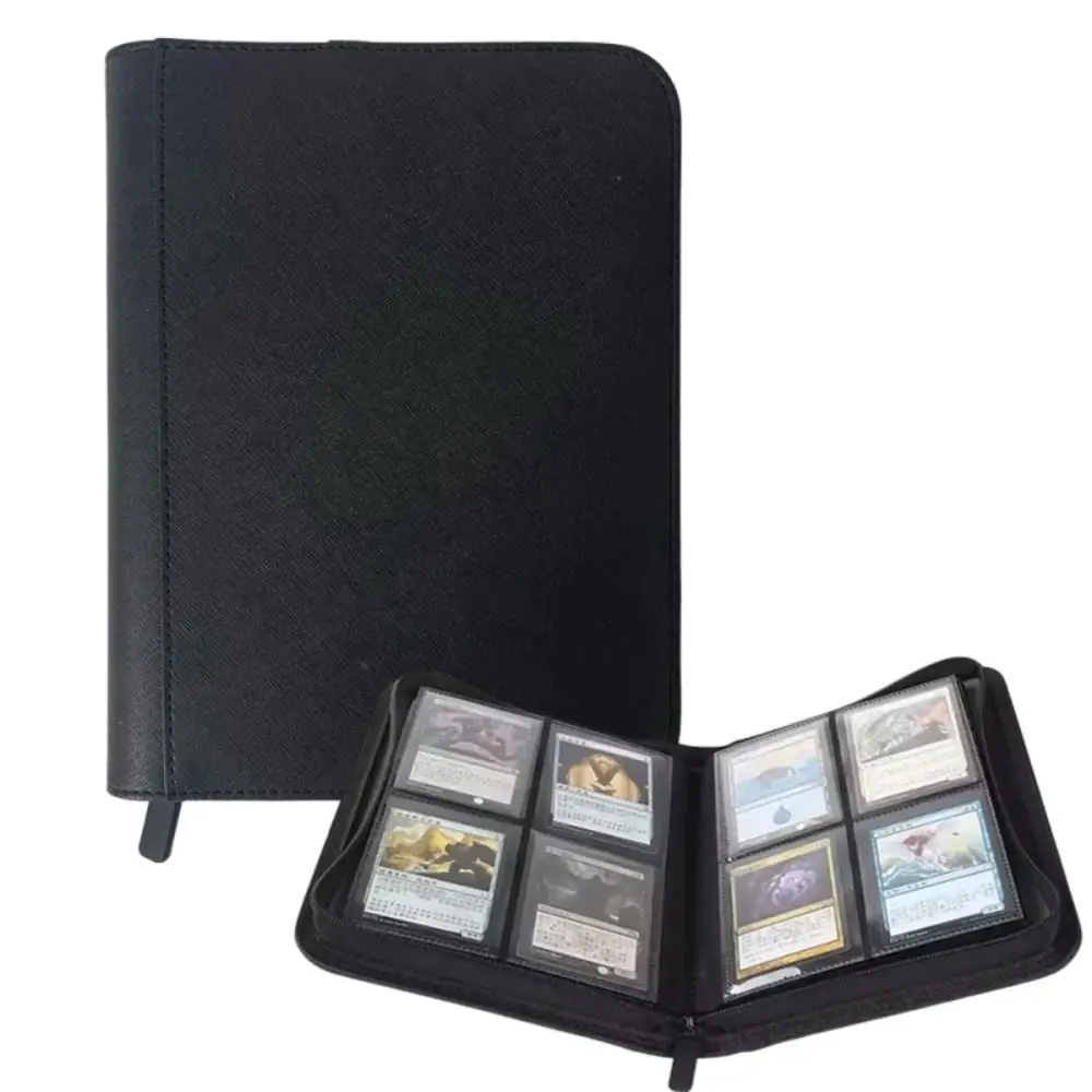 160 Card Slot 4 Pocket Card Binder PU Cover Side-Loading Trading Card Holder Book Zipper Closure Card Folder Album