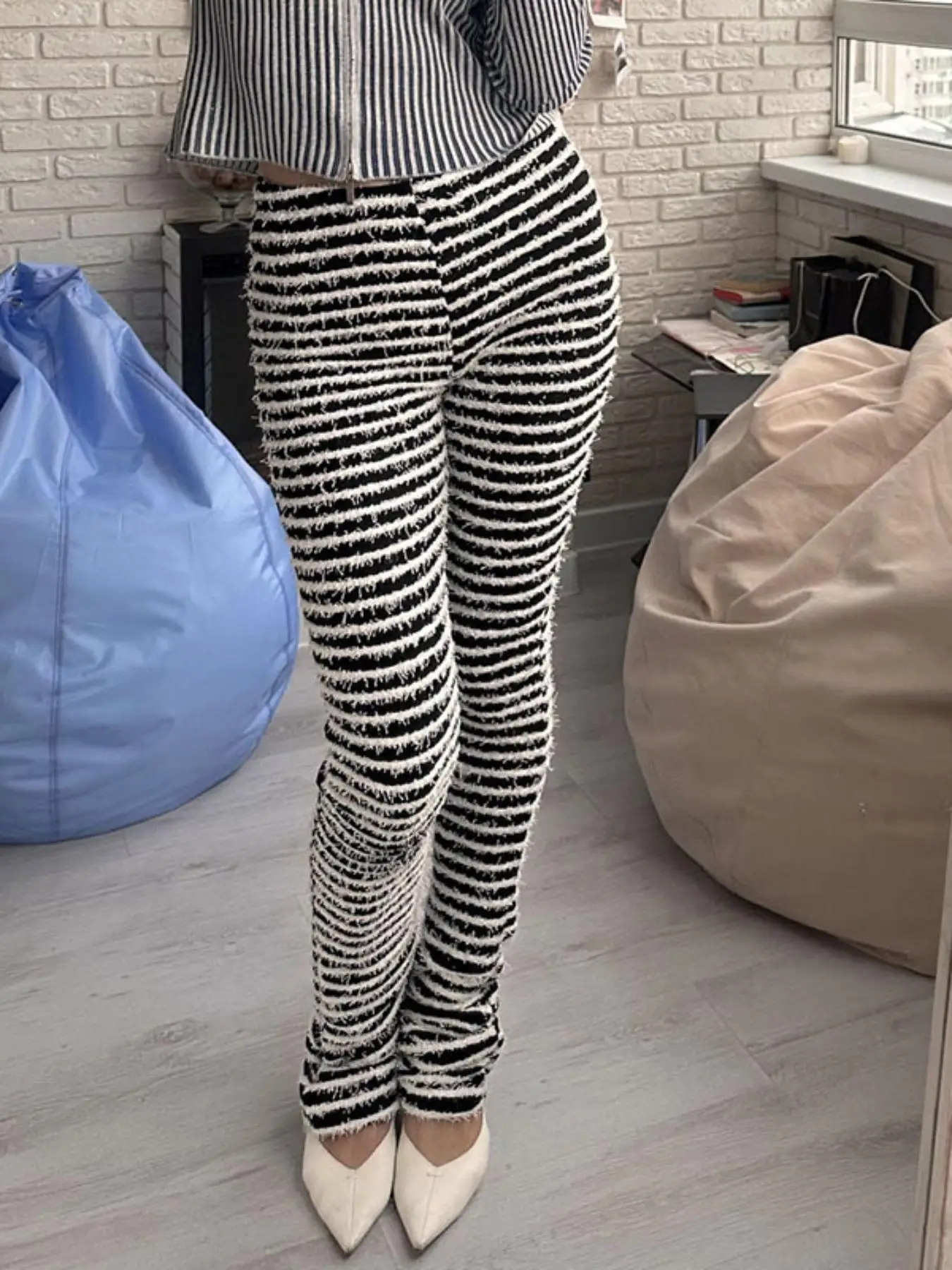 2026 SPRING NEW WOMEN'S STRIPED KNIT PANTS, SEXY SLIM FIT HIGH WAIST BUTT LIFTING CASUAL TROUSERS