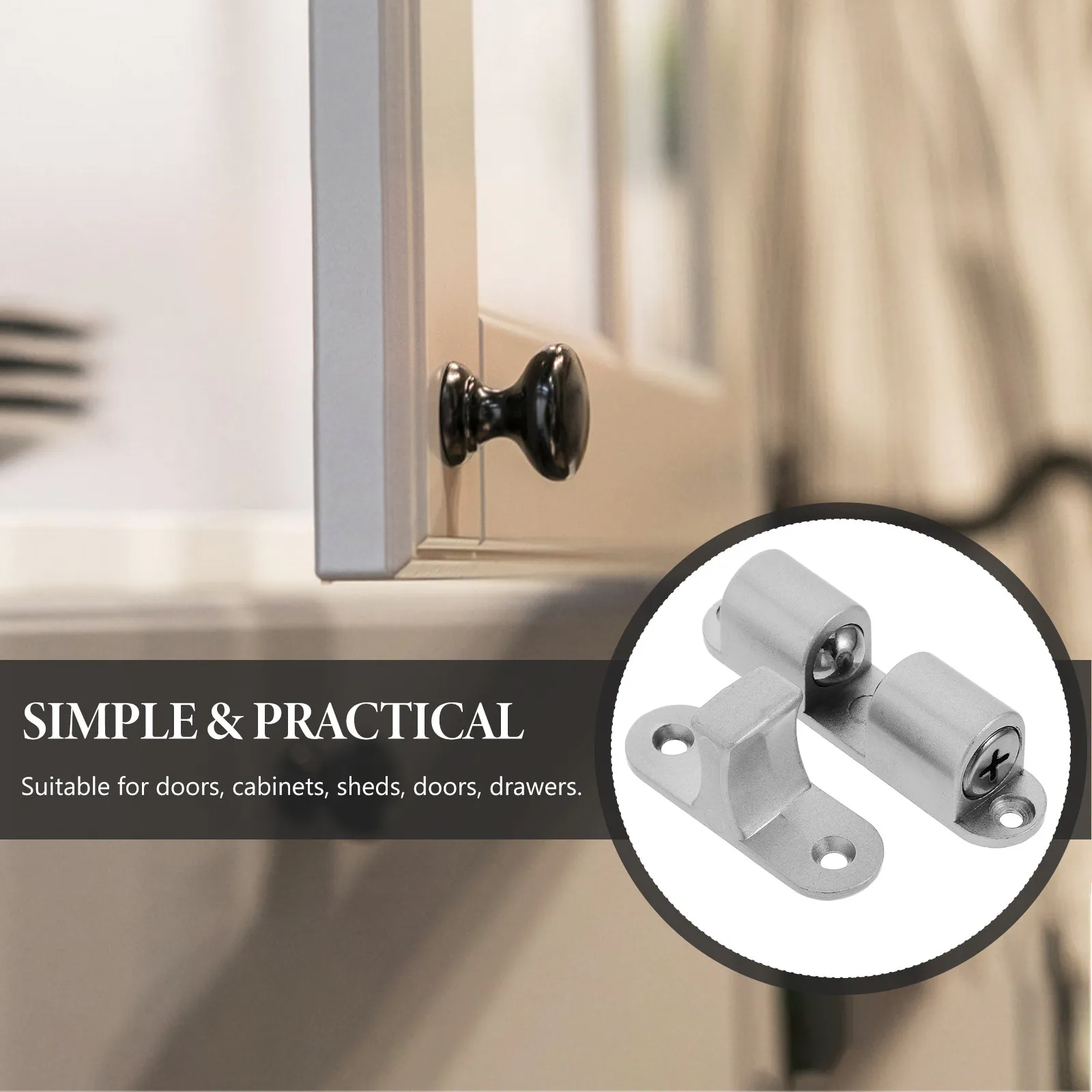 1Set Sleek Aluminum Alloy Ball Catch Door Latch Cabinet Tension Catch Adjustable Suction for Modern Furniture Interior Doors