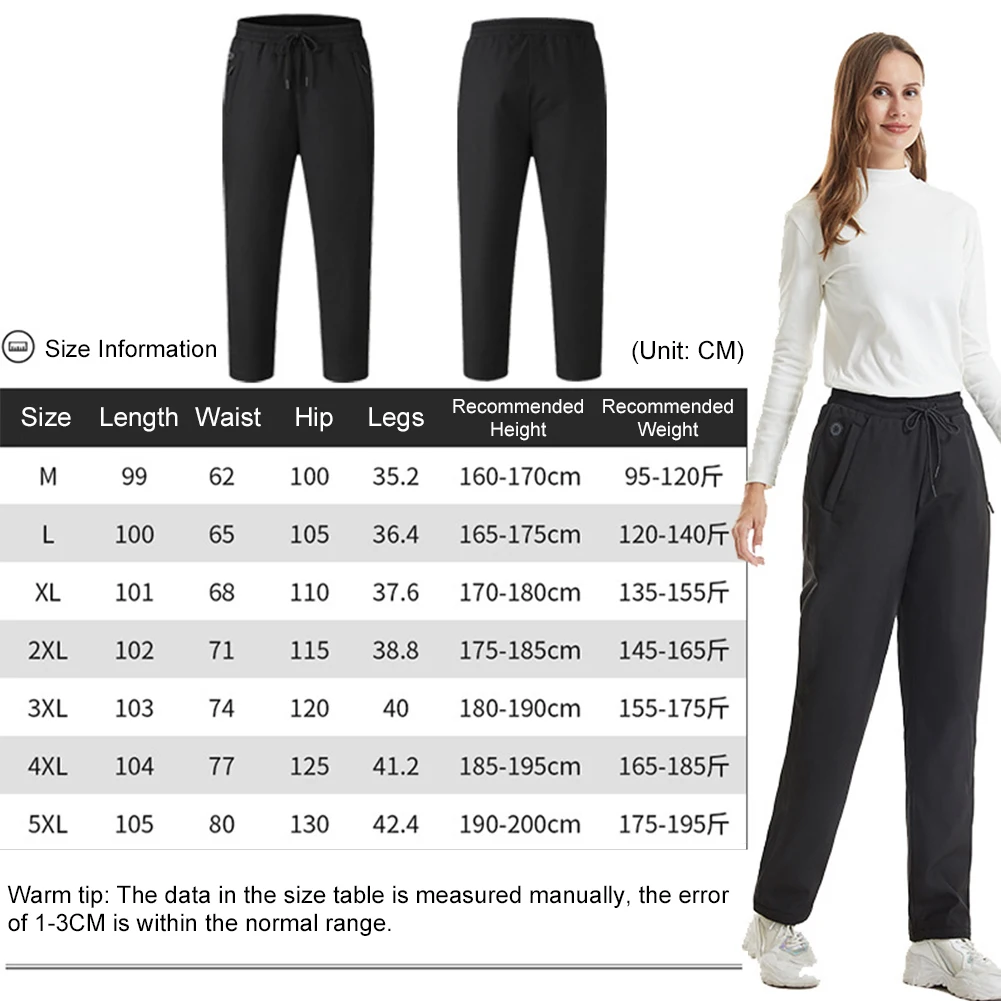 Pantalones calefactables eléctricos USB, 12 áreas de calefacción, pantalones térmicos calefactables de invierno, calentador inteligente, perfecto para esquiar, snowboard y senderismo