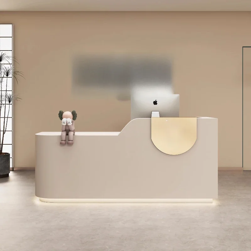 

Executive Curved Reception Desks Minimalist Led Lights Company Bar Reception Desks Hotel Unique Mostrador Commercial Furniture