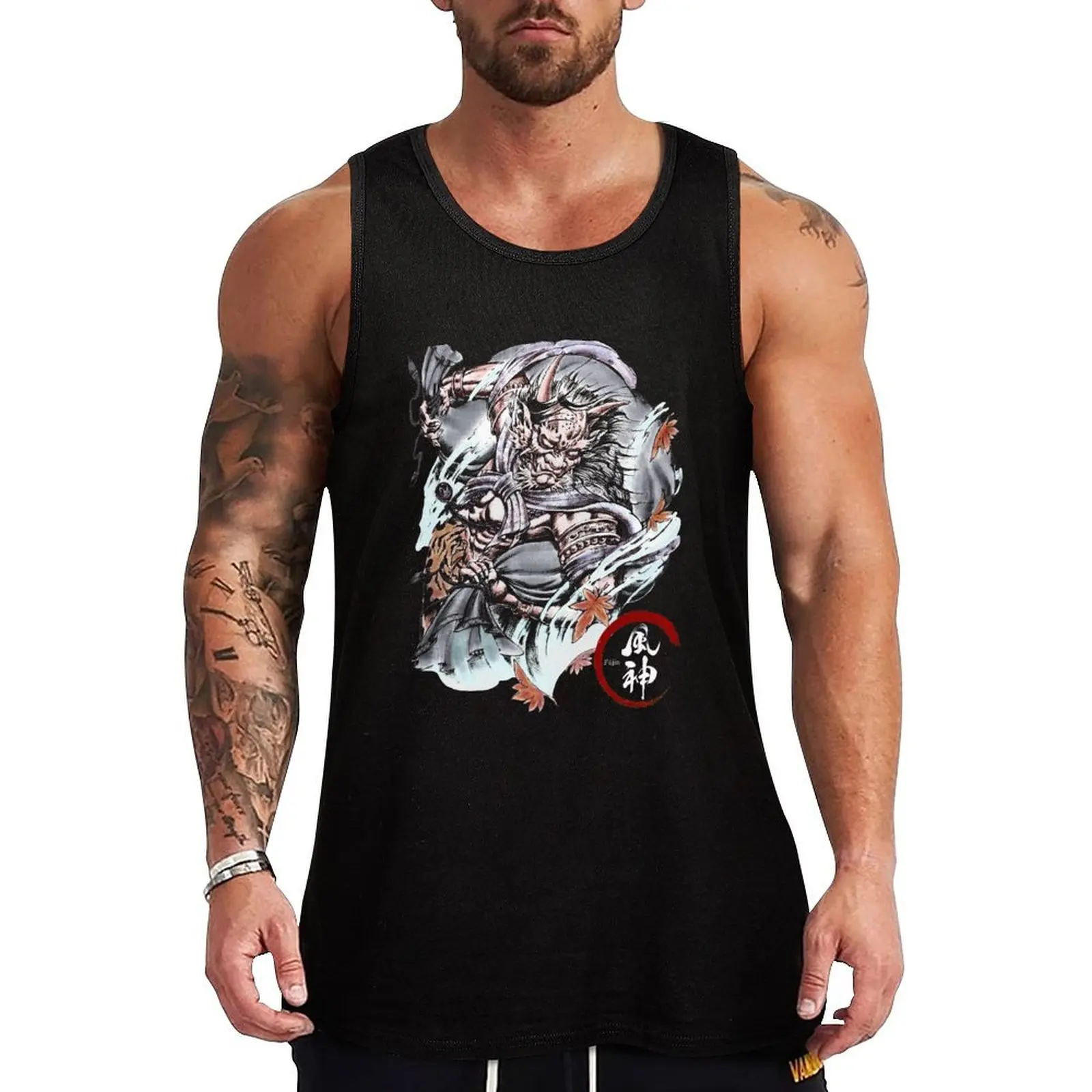 

Fujin (The Japanese God of The Wind) demon devil oni tattoo Tank Top gym clothing t-shirt Men's t-shirt for men