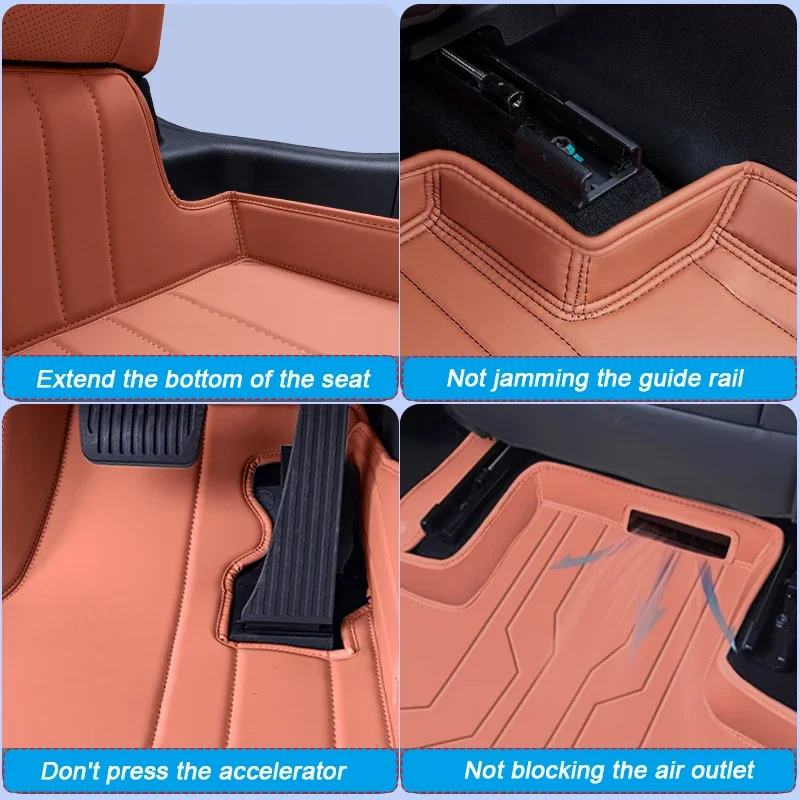 Niestandardowa skórzana mata ochronna na podłogę samochodu z nappa, antypoślizgowa, luksusowa, do BYD SEALION 7 EV 2024-obecnie, wodoodporna podkładka podłogowa, akcesorium.