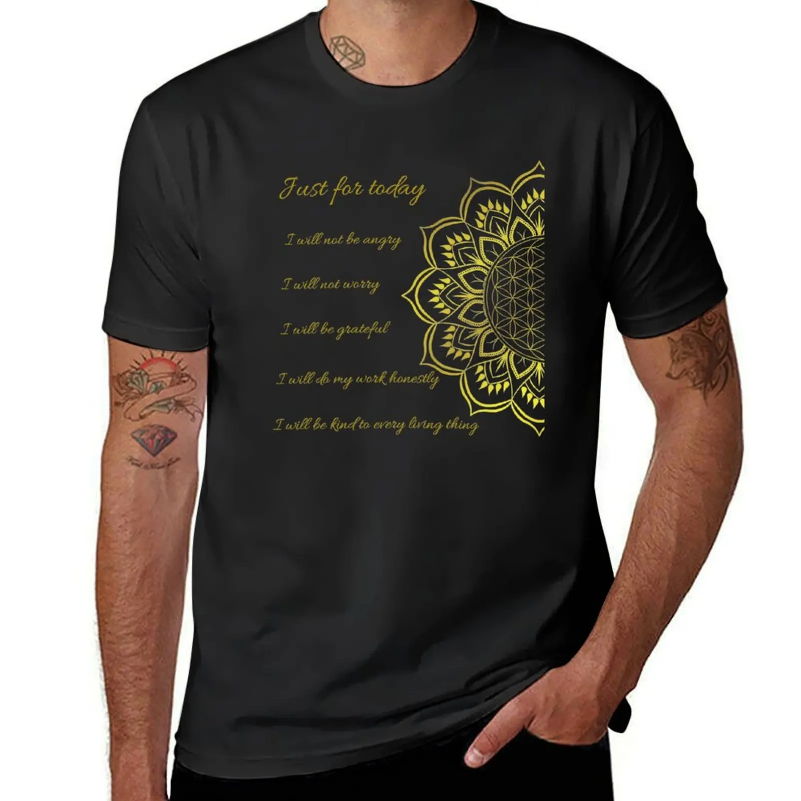 Golden Mandala Reiki Principles T-Shirt cute tops quick-drying mens champion t shirts