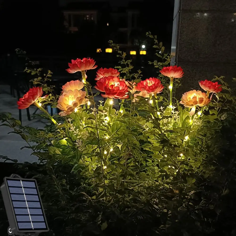 New Outdoor Solar LED Lights Waterproof 7 Heads Lawn Lamp Artificial Flower Floor Lamp Holiday Party Lamp Snow Lotus Lantern