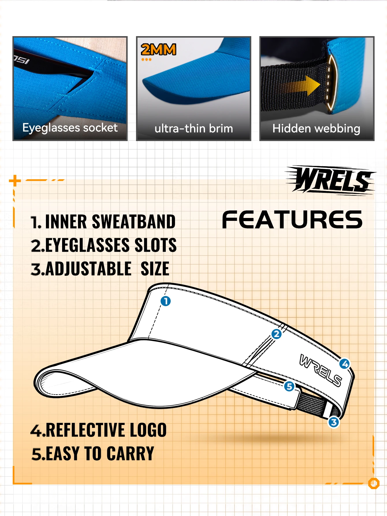 WRELS 1/2/3pcs Summer Sun Protection Empty Top Hat Breathable Sweat Absorbing Sun Visor Caps Outdoor Sport Running Tennis Caps