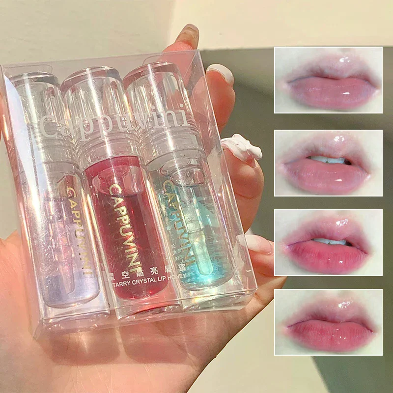 Lucidalabbra Trasparente Cappuvini, Balsamo Labbra Idratante Effetto Specchio, Rossetto Liquido Glitterato, Olio Labbra, Tinta Labbra