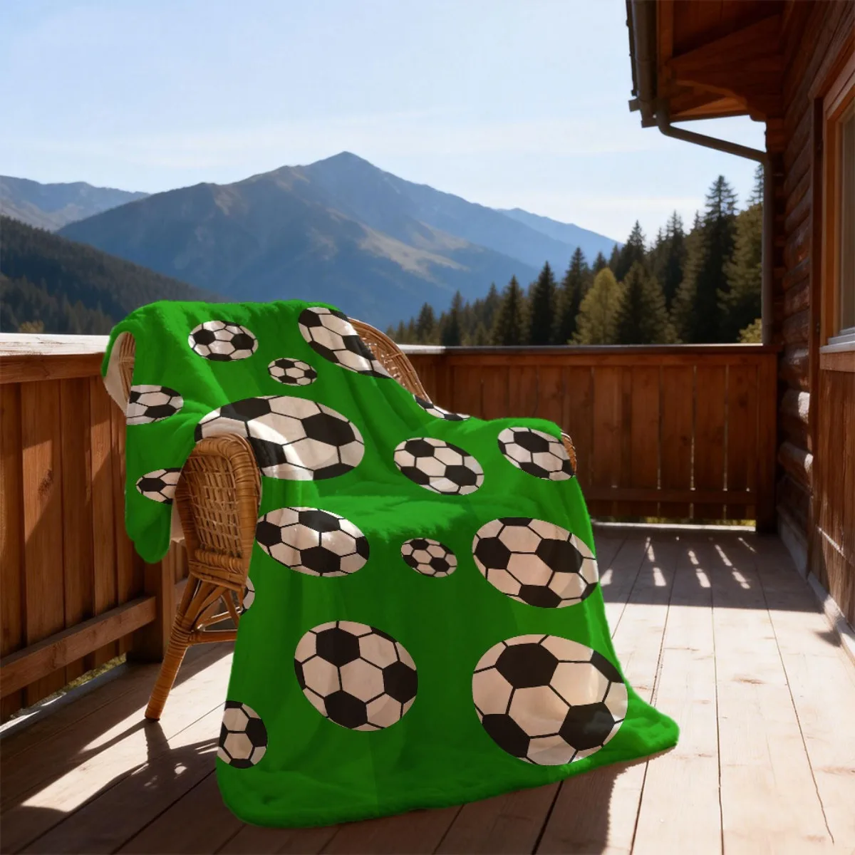 1pc Ultra-Soft Soccer-Themed Flannel Blanket Made from Lightweight And Durable Polyester, Featuring a Bright Green Color with a
