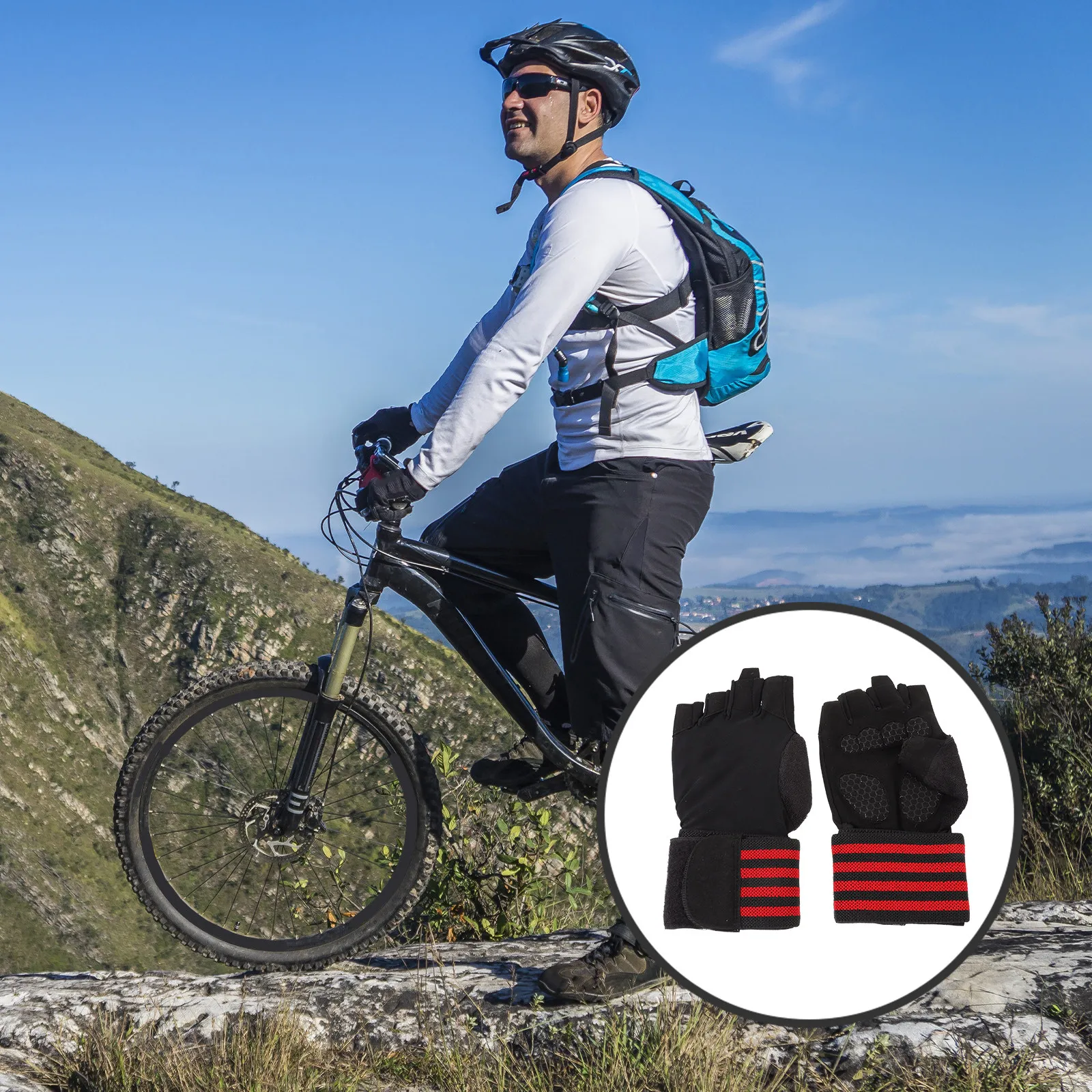 

1Pair Sun Protection Ice Silk Half Finger Gloves for Cycling Outdoor Fitness Anti-Slip Breathable Sweat-Wicking