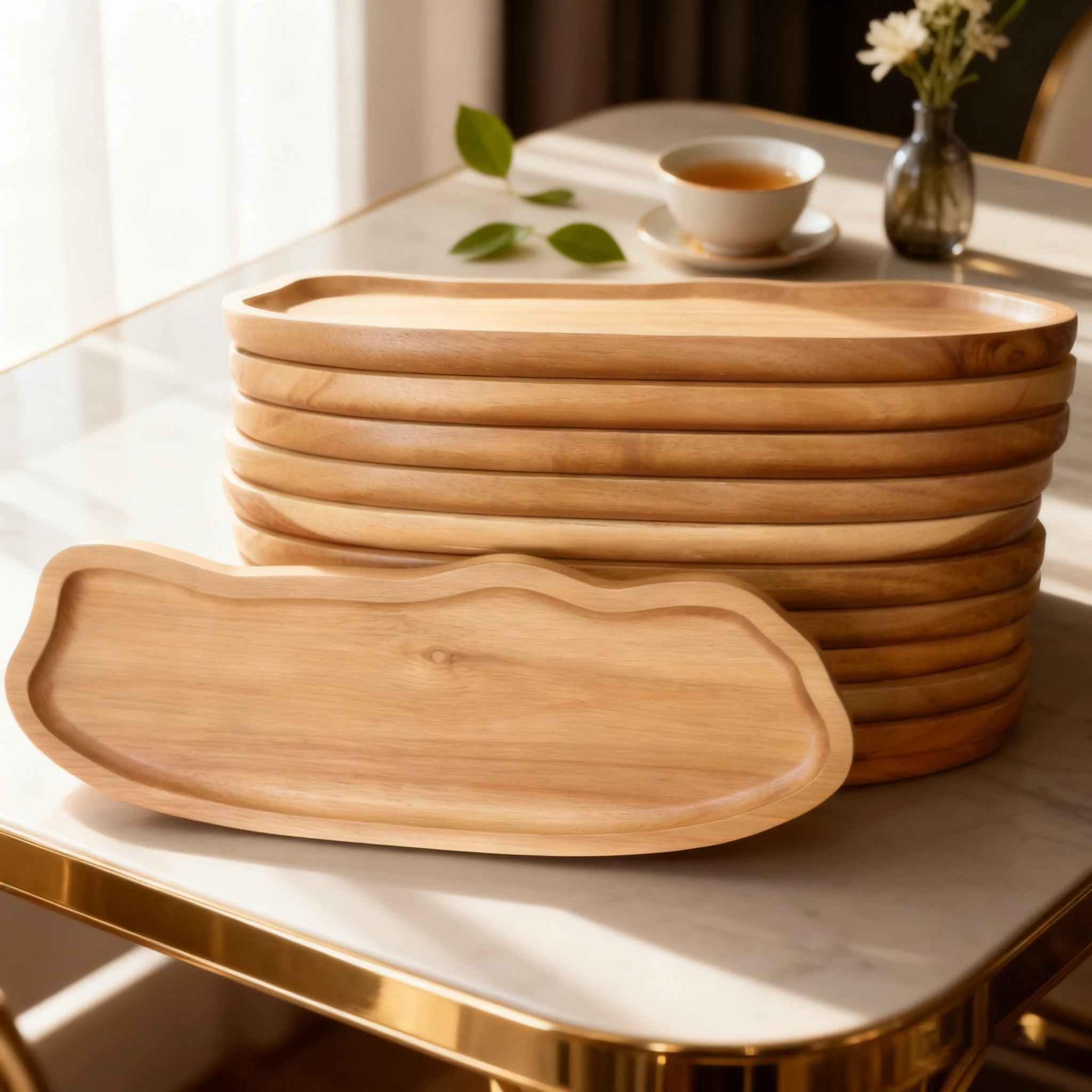 

6/8/10/12 шт., деревянный поднос для чая, винтажная тарелка, тарелки для чая, кофе, десертное блюдо для закусок, кофейня, ресторан, поднос для еды, кухонные вещи