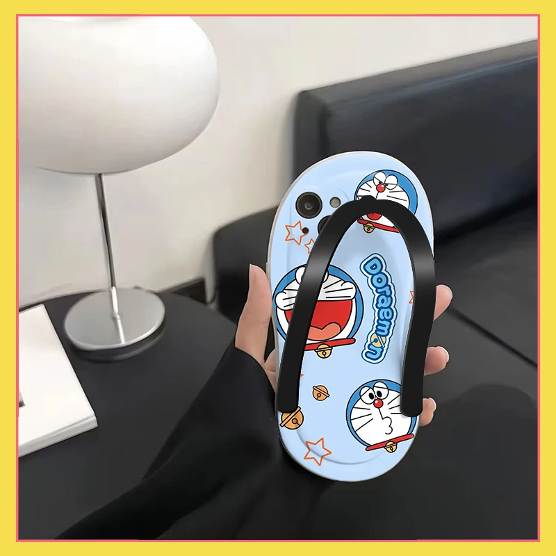 

Miniso collaboration cute cartoon Doraemon suitable for iPhone 15, Promax, Apple 14 new slippers phone case, 12 anti drop XS