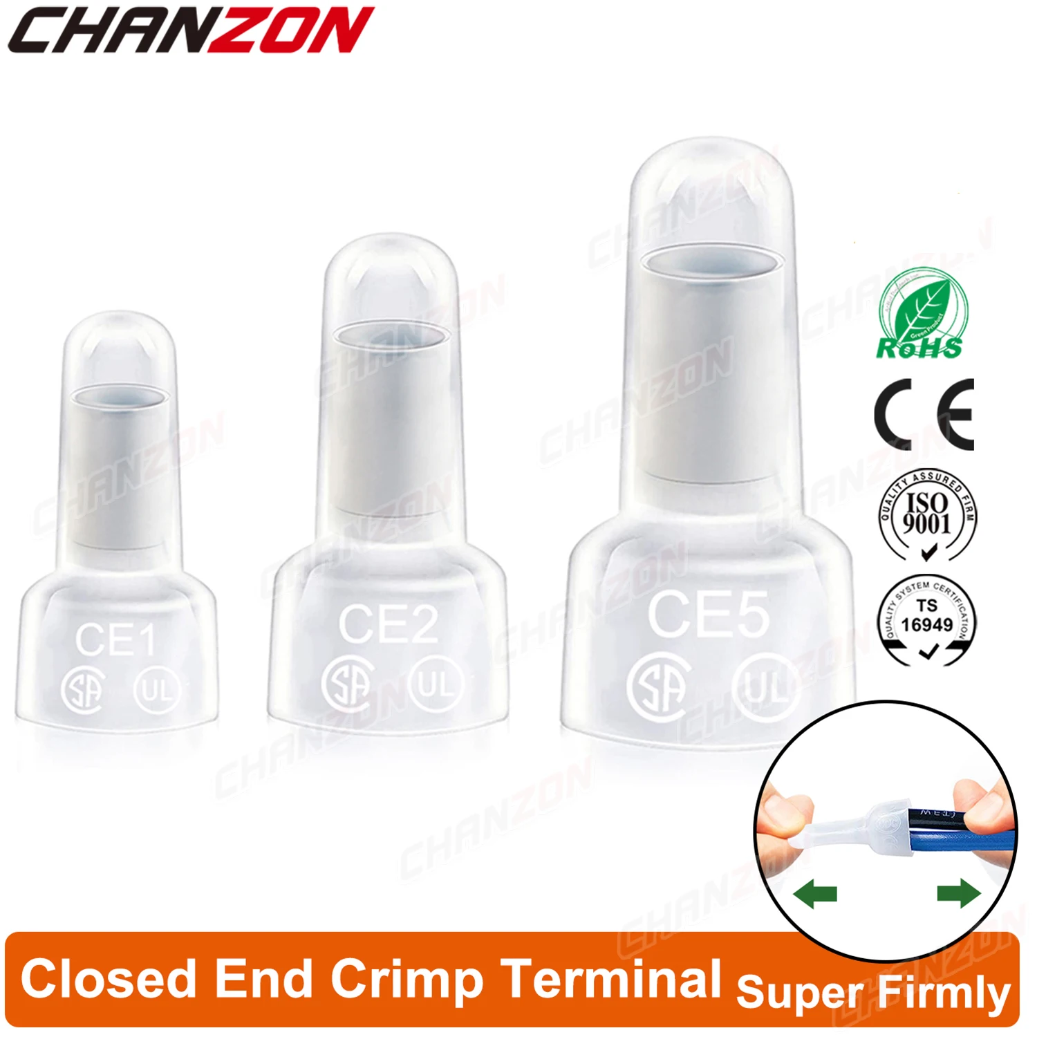 50/100PCS CE Type Closed End Crimp Cap Wire Connector Ce-1 Ce-2 Ce-5 Gauge Nylon Splice Wirefy Terminal Awg 12-10 16-14 22-16