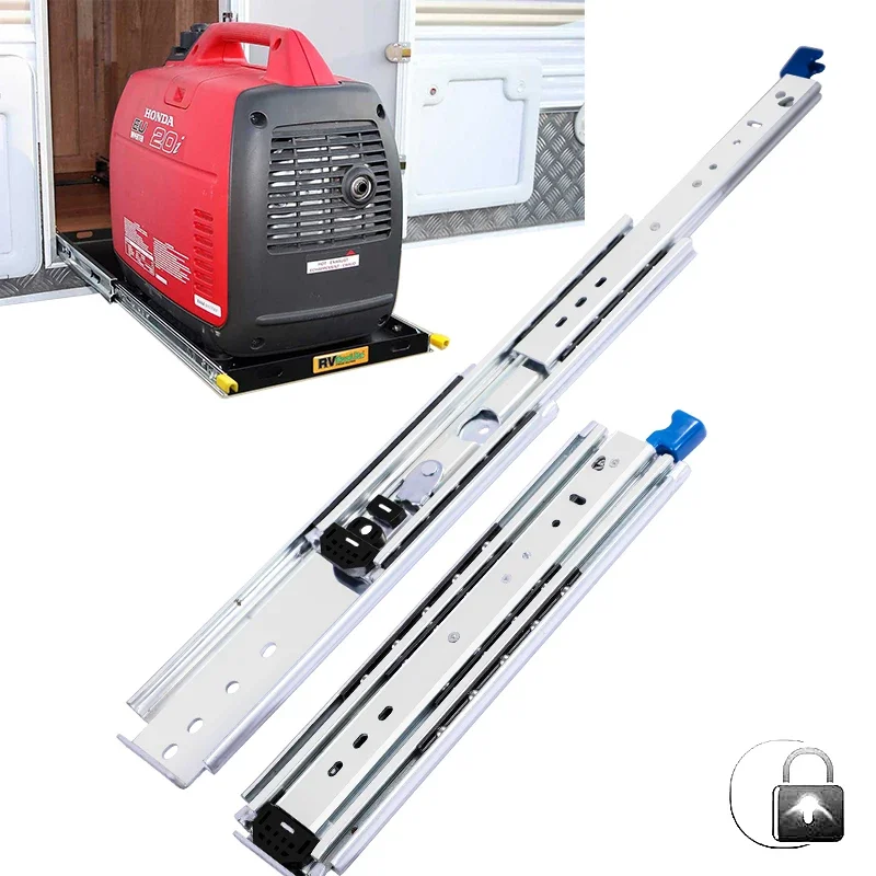 1 Pair Heavy Duty Drawer Slides 10-60 In 500 lb Load Capacity Side Mount Full Extension Ball Bearing Industrial RV Runners Rail