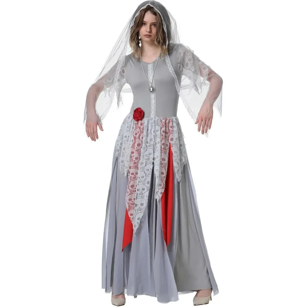 

S-XL Ghost Bride Dress Halloween Party Costume COS Hell Vampire Zombie Outfit