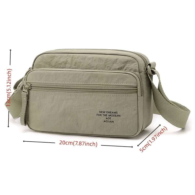 Leichte Damen-Umhängetasche aus Nylon mit mehreren Fächern, lässige Schultertasche für Alltag, Reisen und Einkäufe – Detail 1