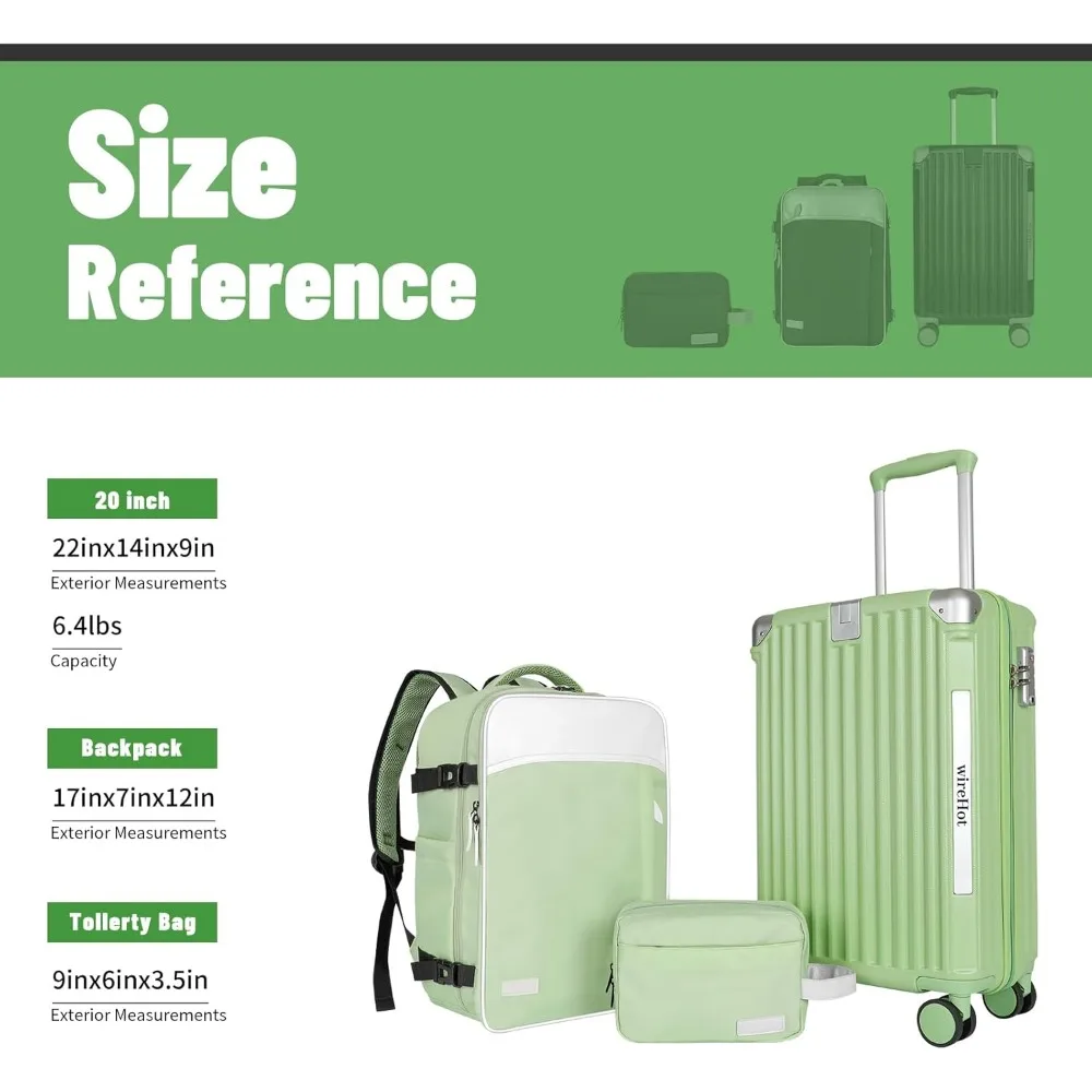 Equipaje de mano estilo vintage aprobado por aerolínea 22x14x9 con juegos de mochila, maleta retro pequeña de 20 pulgadas con carcasa dura ABS + PC con P