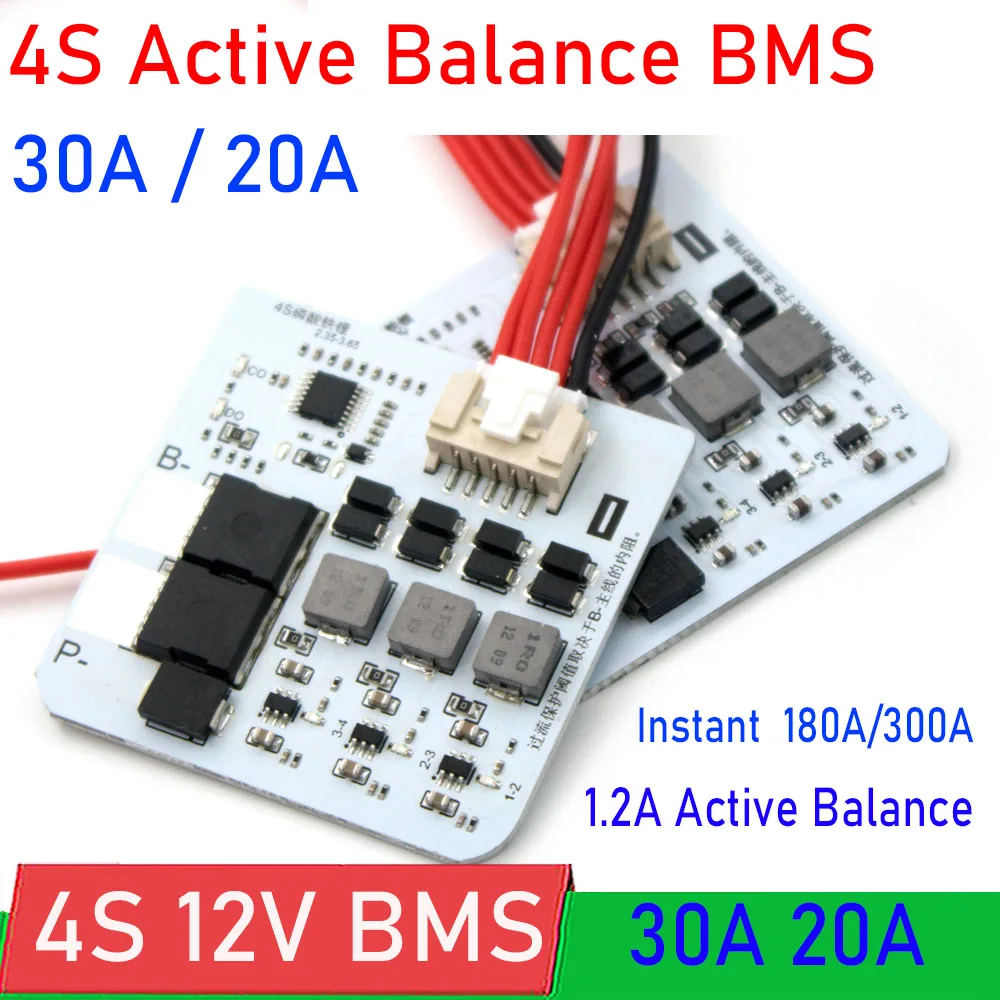 4S 12V Active Balancer BMS 30A 20A Instant 300A lifepo4 lithium iron phosphate battery protection board  Start motorcycle CAR