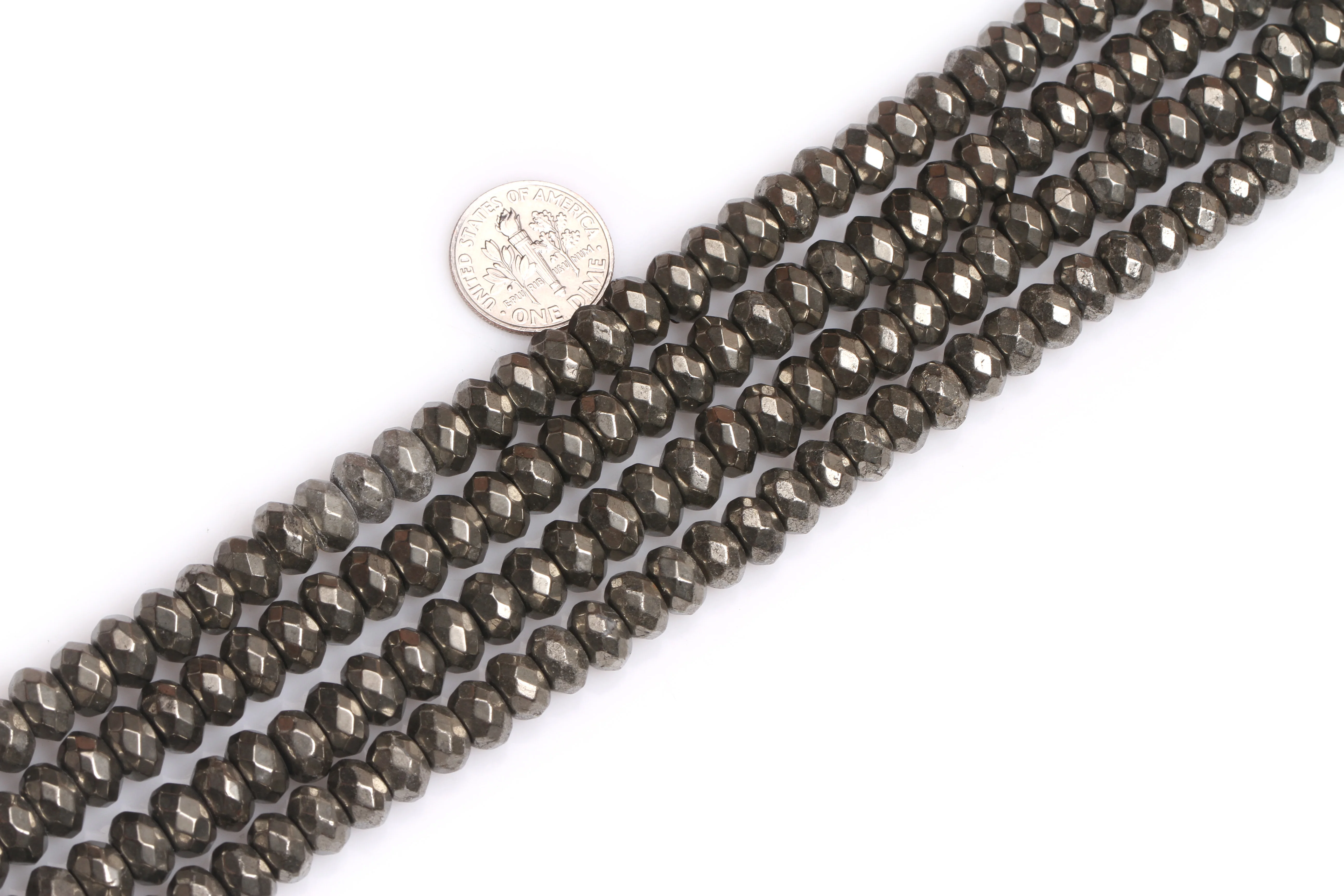 5x8mm Faceted Rondelle Gray Natural Pyrite Stone Gem Stone Semi Precious Beads Loose Bead For Jewelry Making Wholesale