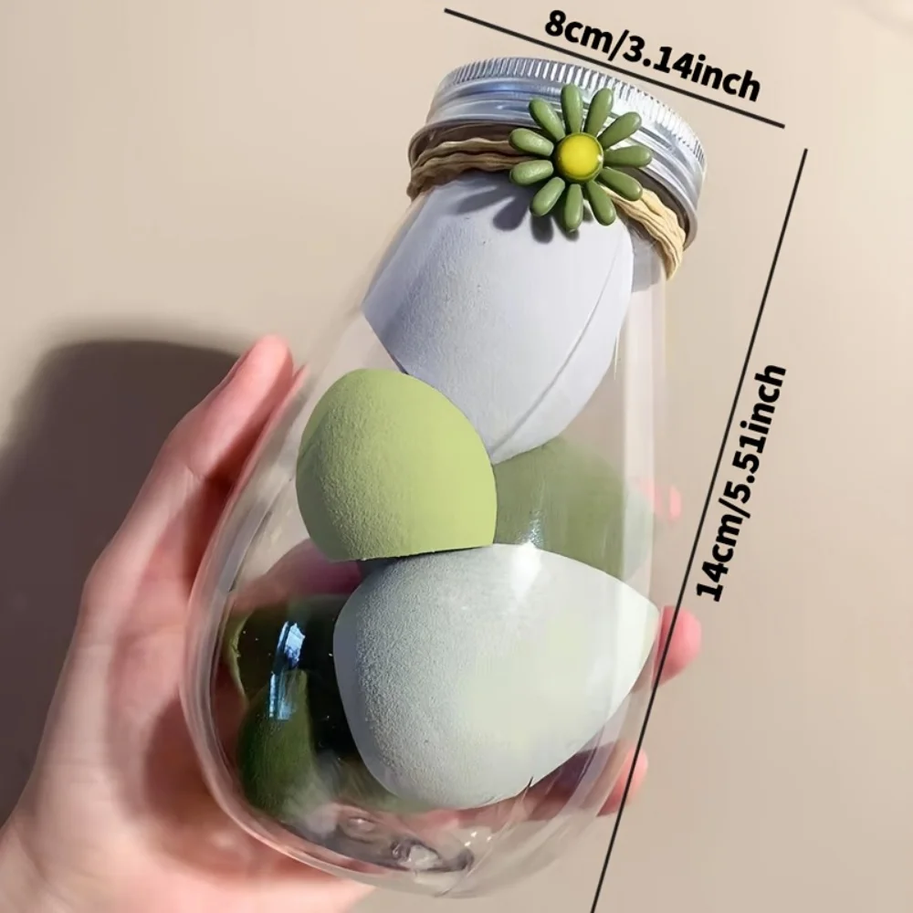 Set di 6 spugne per trucco con barattolo di stoccaggio Spugne per trucco senza lattice Soffio per dita Soffio cosmetico per fondotinta bagnato e asciutto a doppio uso