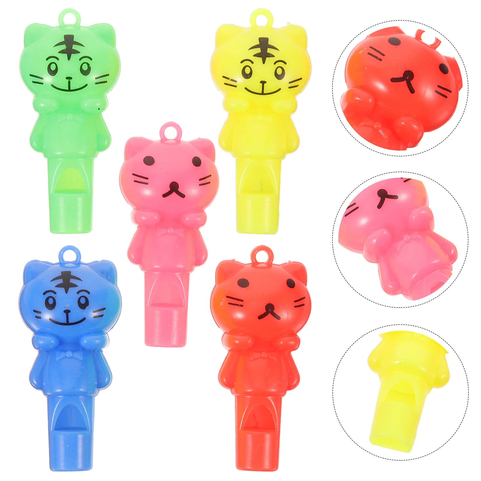 10 قطعة صافرة بلاستيكية ملونة زاهية مع الحبل القط نمط الحكم ألعاب التدريب الرياضية صافرة للأطفال القط حفلة الحسنات #4
