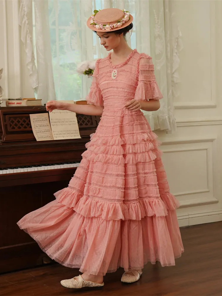 86-98cm busto verão festa de aniversário vestidos de baile feminino elegante fino bordado artesanal grande balanço vestido de noite saia em camadas