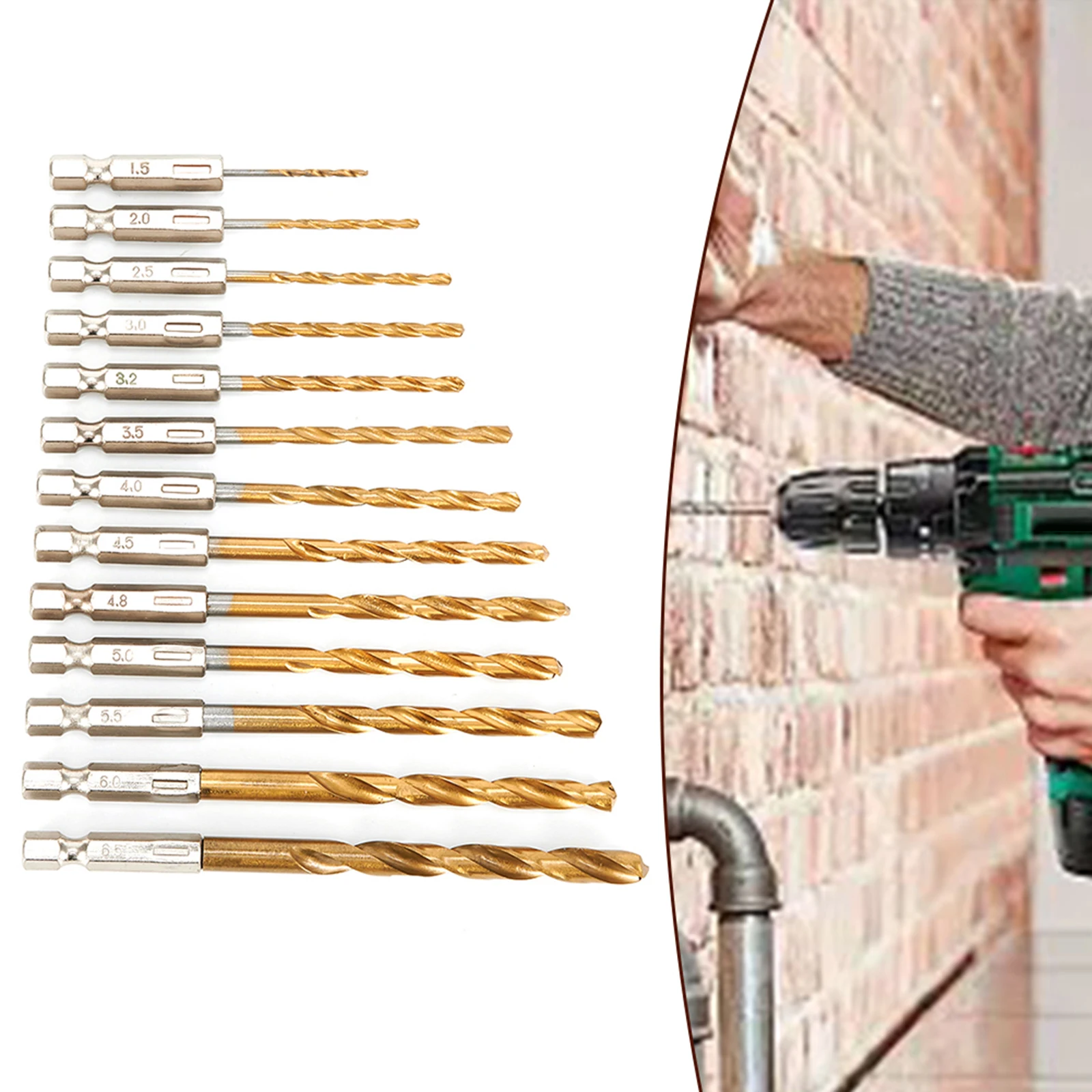 

13pcs HSS High Steel Drill Bit Set Hex Shank Bits 1.5mm-6.5mm For Cordless Screwdriver Power Tools Accessories Repairing