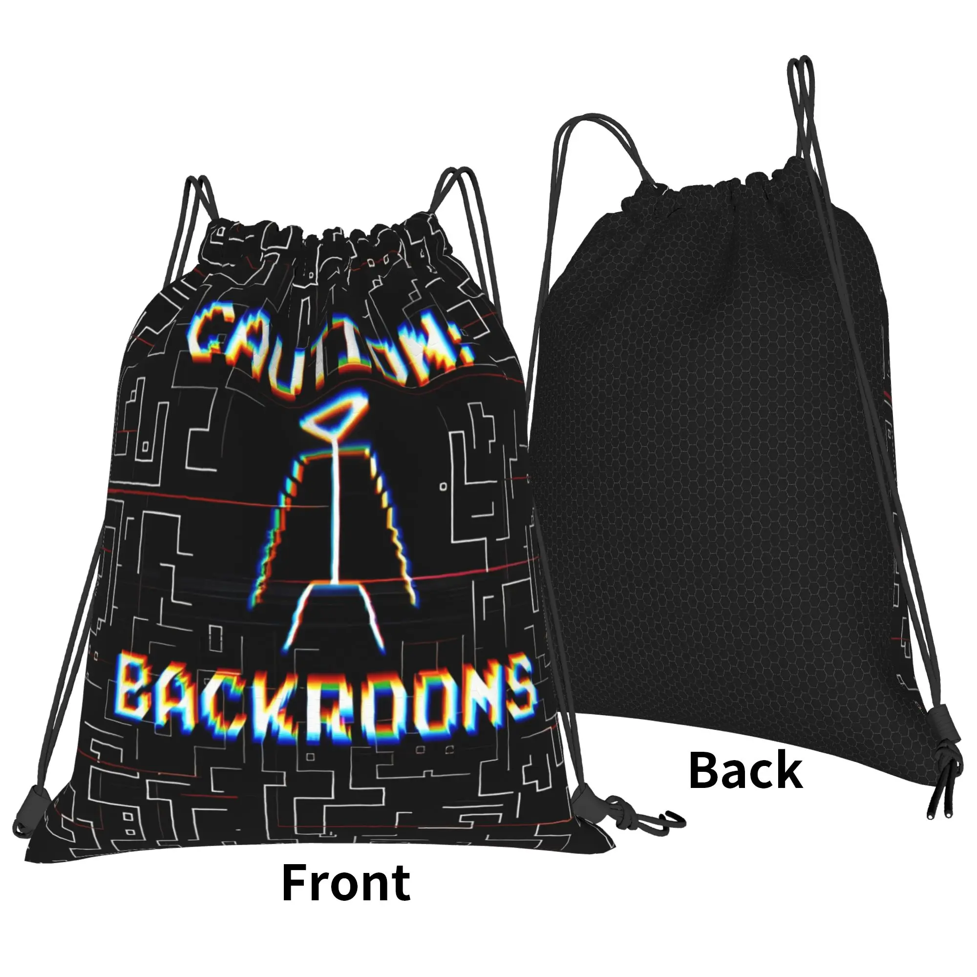 Digital Labyrinth Backrooms entity Portable Drawstring Bags Travel Riding Gym creepy aesthetic Storage Backpacks