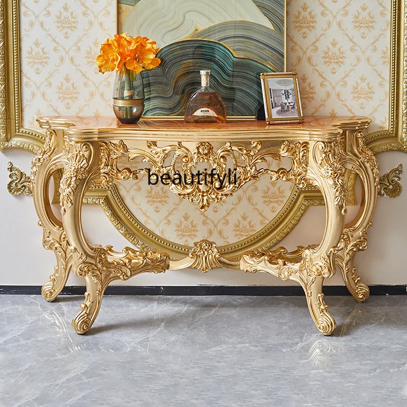 

B03 Carved European porch table luxury living room corridor retro porch decoration desk against the wall foyer cabinet