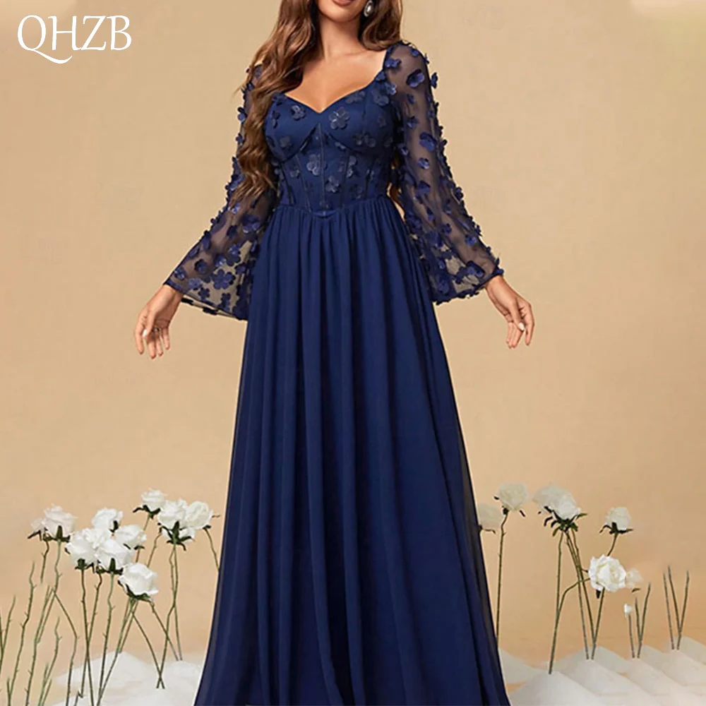 

Customized Elegant Long Navy Blue Mother of the Bride Dresses V-Neck Floor-Length A-Line Wedding Guest Party Groom Dress 2025