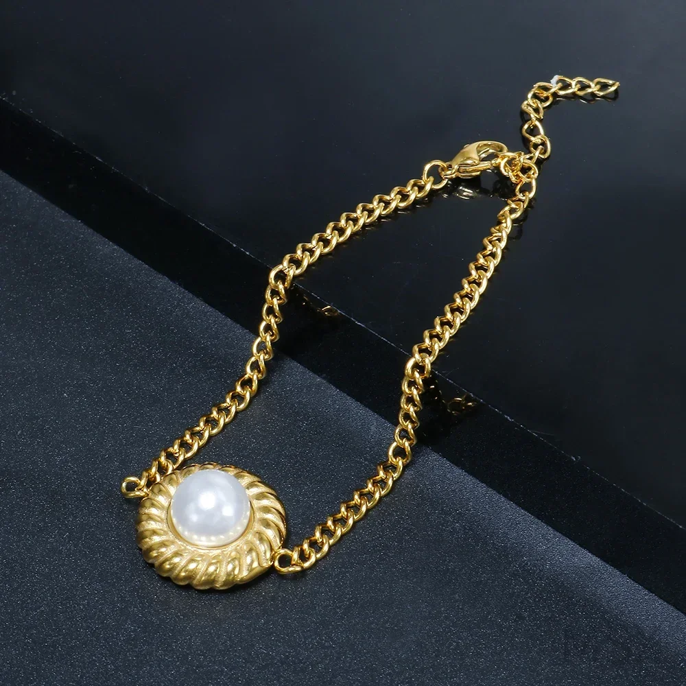 JINHUI Stainless Steel Round Pendant Bracelet