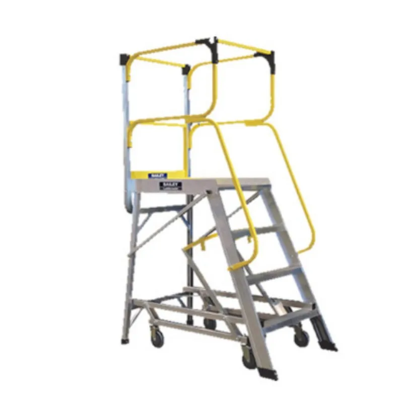 Aluminum alloy mobile platform step ladder 1.1 meters warehouse 4 steps climbing car storage lengthened y