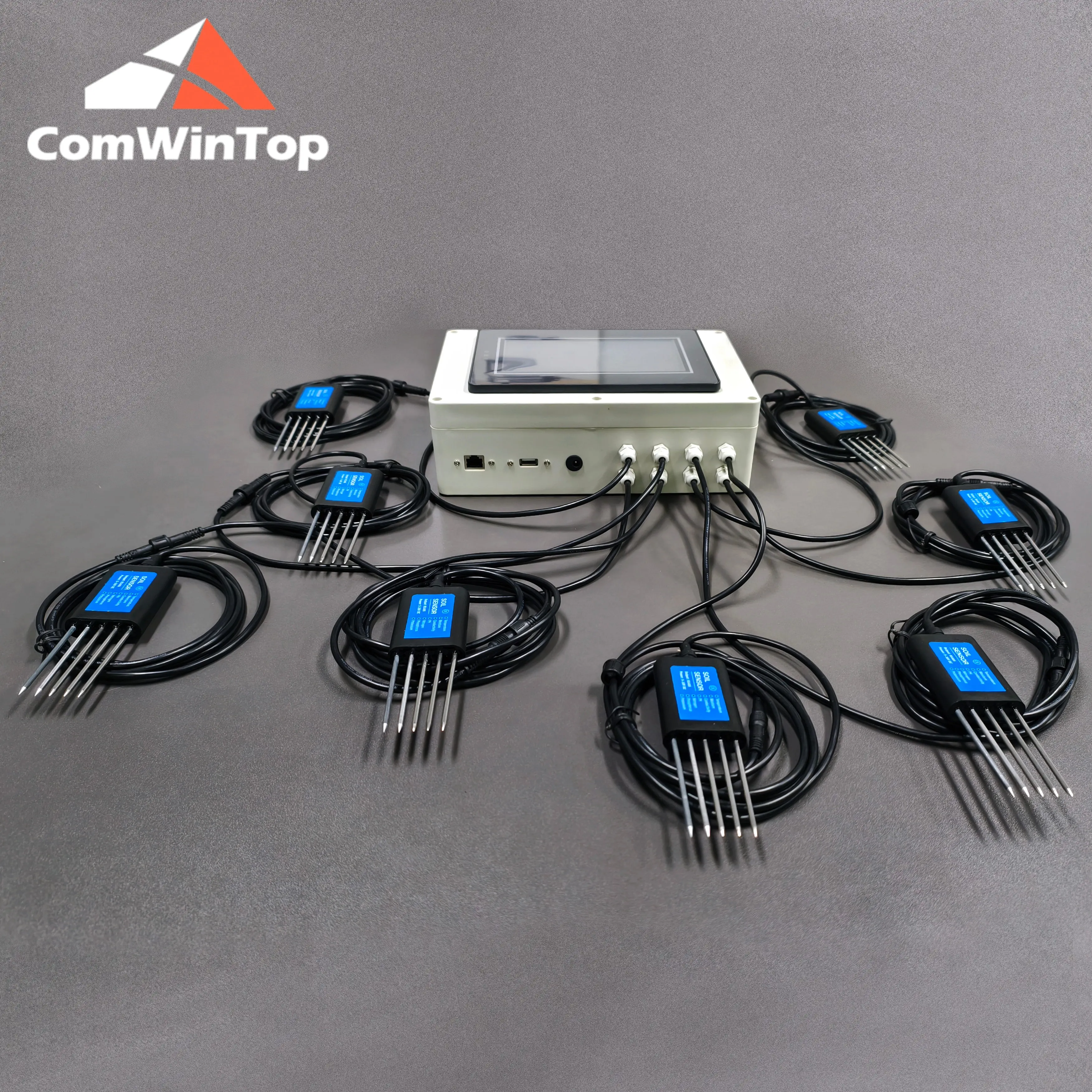 토양 온도 습도 EC PH NPK 측정 8노드 토양 매개변수 수집 시스템 7인치 LCD 터치스크린 포함