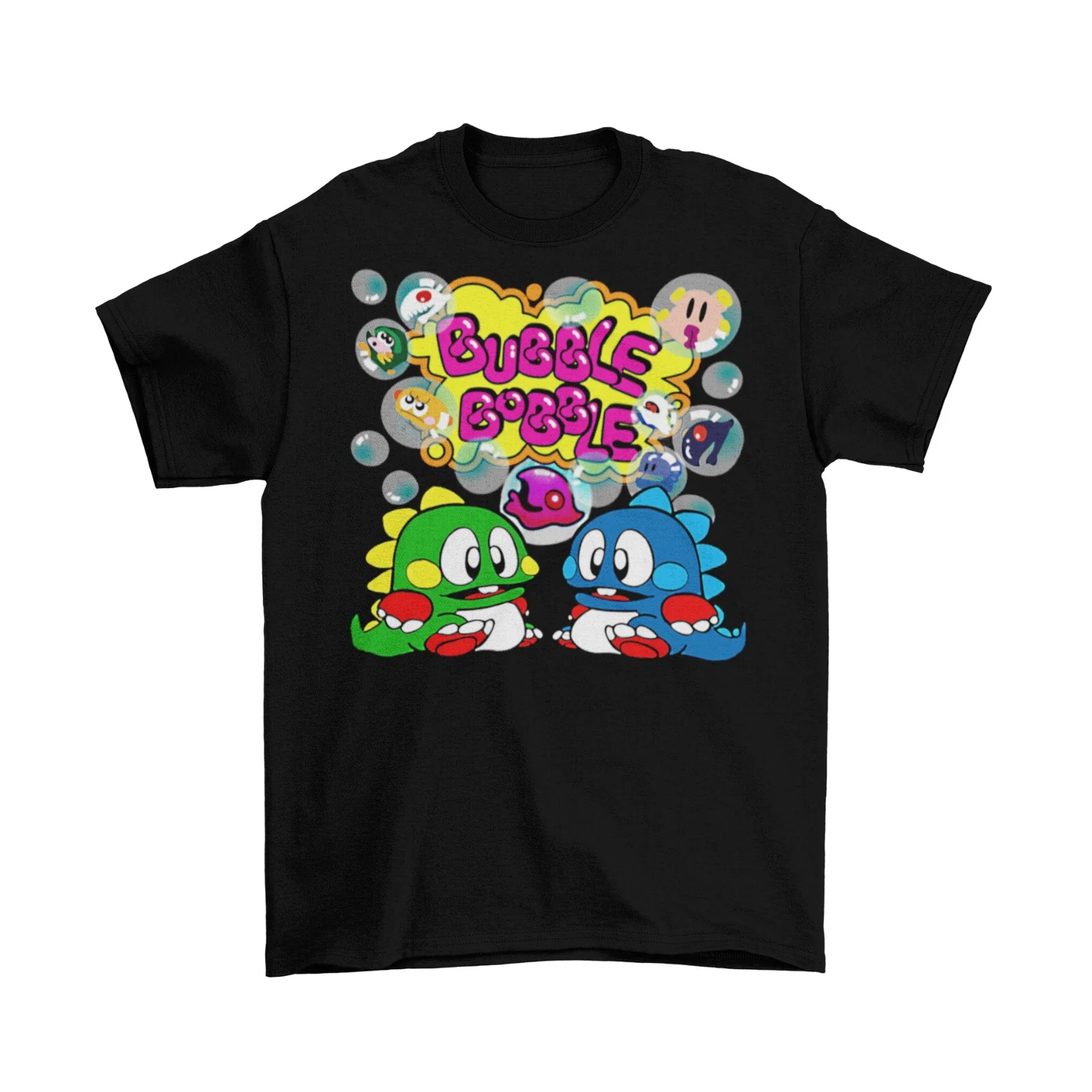 Camiseta de algodón para hombre Bubble Bobble, estilo retro desgastado, arcade de los 80, verano, cómoda, de alta calidad, estilo Icy de los 2000s