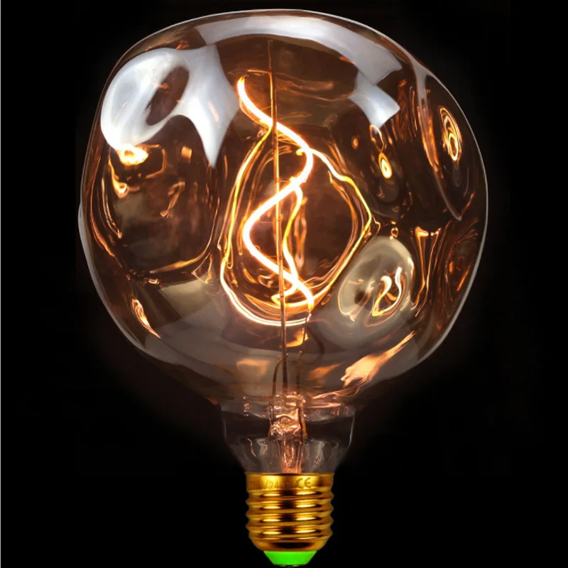 LED Bulb 220V/110V Dimmable Retro Spiral LED Filament Bulb G125 Stone LED 4W Filament Decorative Edison Bulb