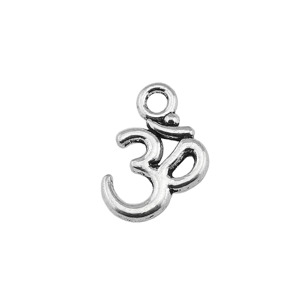 WYSIWYG 20pcs Charms Yoga OM 15x10mm Tibetan Bronze Silver Color Pendants Antique Jewelry Making DIY Handmade Craft