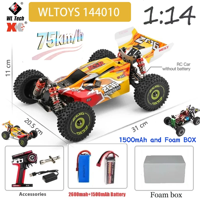 

WLtoys 144016 - Brushless remote control car, 1:14 scale, 75 km/h speed, high-speed metal four-wheel drive, off-road driving ver