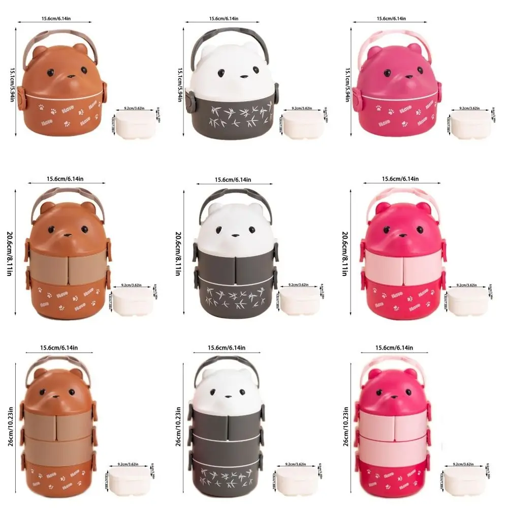 1Pcs New Eyeglass Bear Thermal Bento Box Children 1/2/3 Layers Lunch Box Portable Stackable Food Storage Container view 6