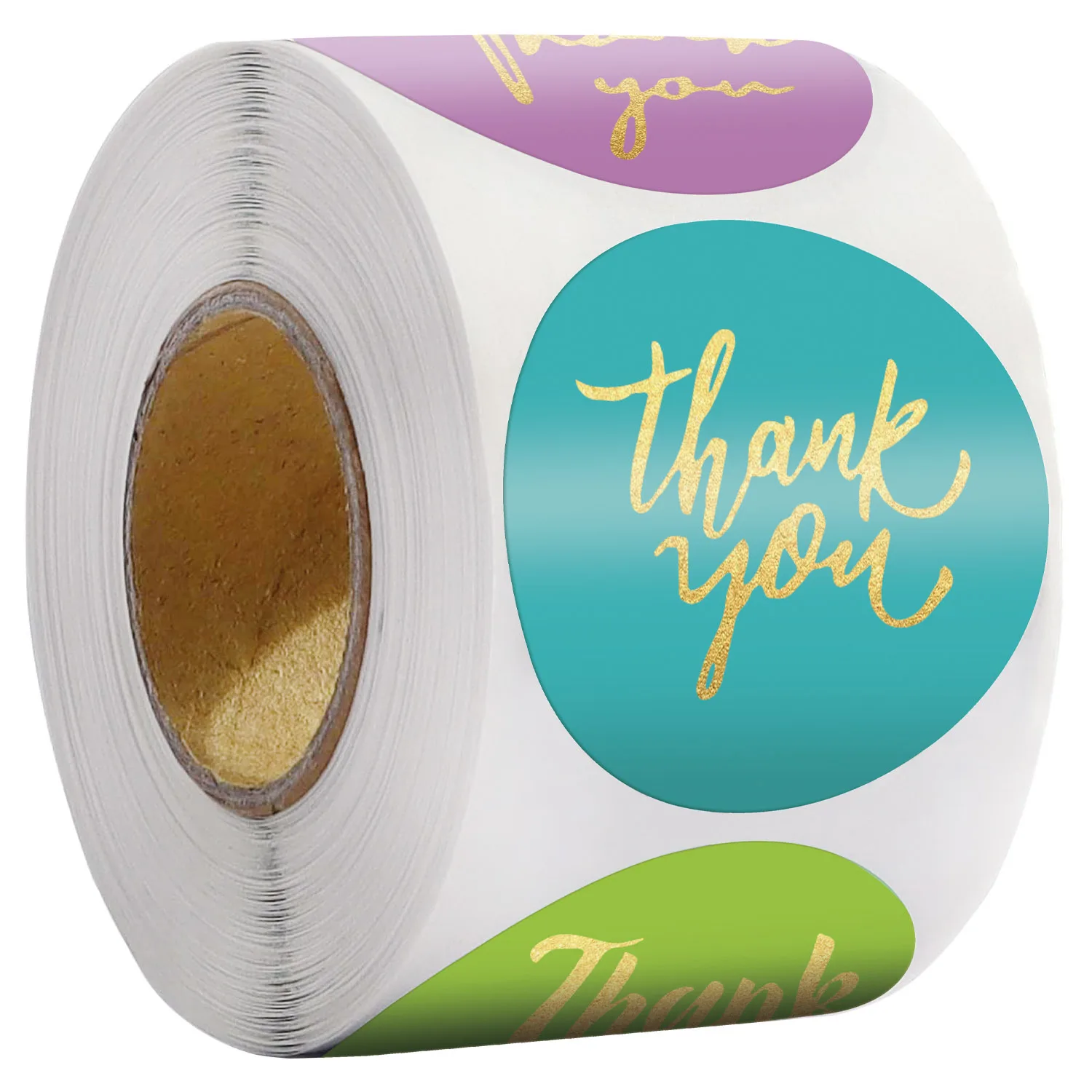 100-500pcs 1inch Colourful Art Fonts Thank You Stickers Gold Foil Sticker Roll for Wedding Jewelry Box Stationery Seal Lable